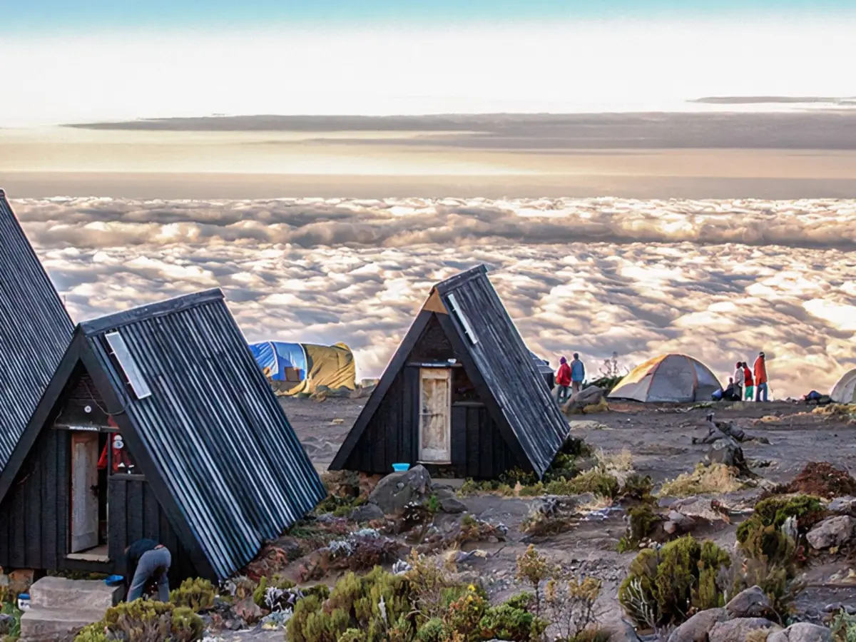 Huts above the clouds on the Marangu Route, Kilimanjaro